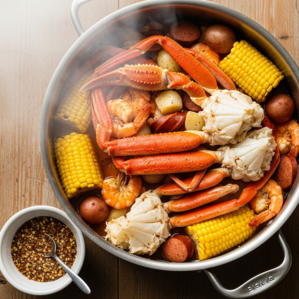 mixing seafood boil spice blend in bowl