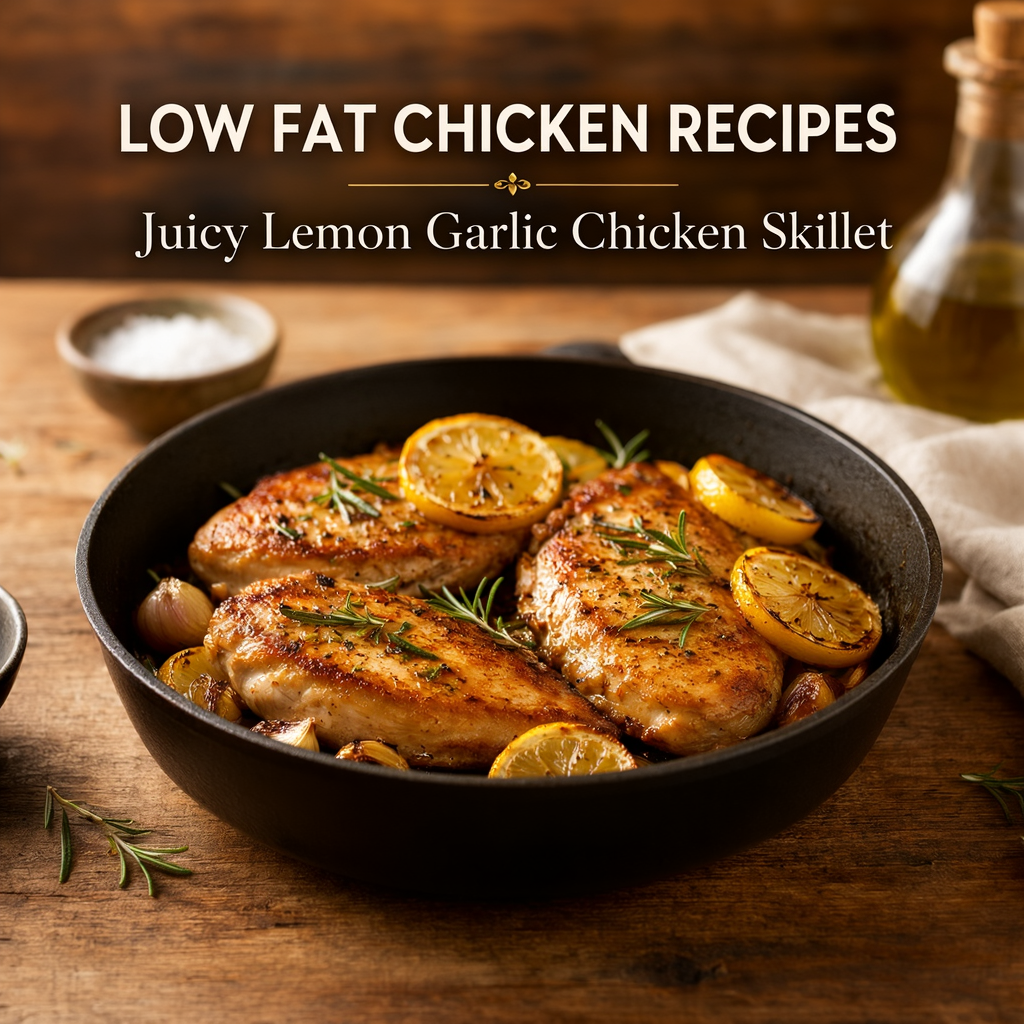Low Fat Chicken Recipes: Juicy Lemon Garlic Chicken Skillet