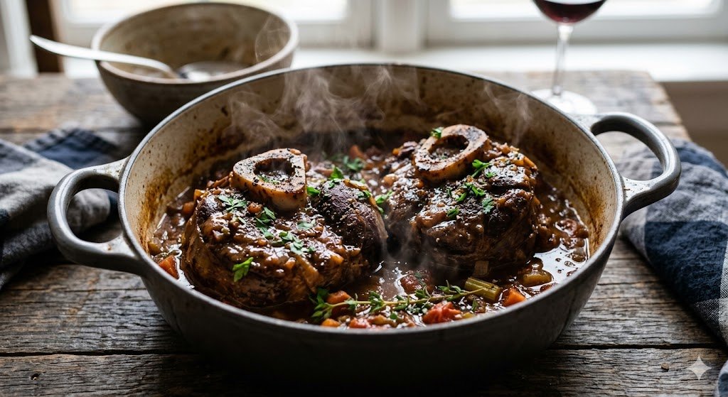 osso buco recipe in dutch oven before serving

