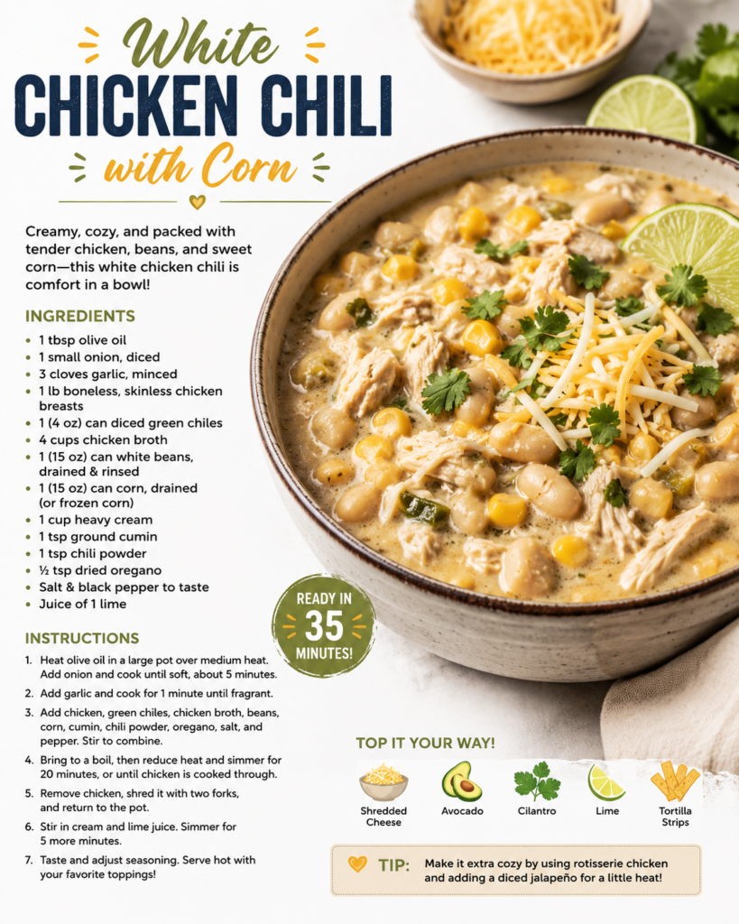 White Chicken Chili Recipe with Corn